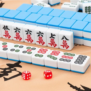 Kodumajapidamises #38 Suurus Melamiin Mahjong Koos Laudlina Täringut Käsitsi Mahjong Set Majiang Kaardid