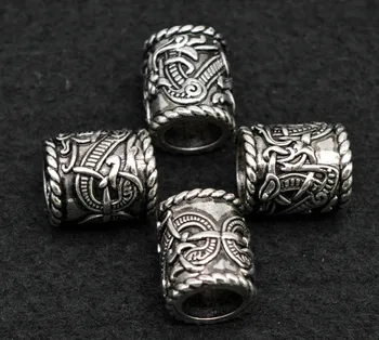 1tk Antiik Hõbedane Suur Viking Rune Dragon Viikingid Helmed Käevõrud jaoks Ripats Kaelakee jaoks Habe Juuksed Helmed C27