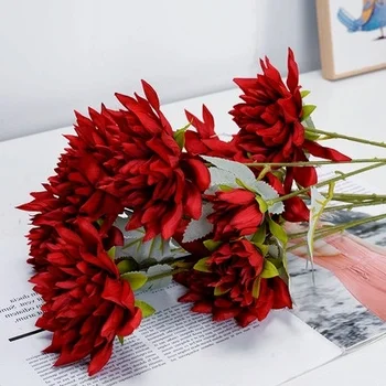 65cm Kõrge Kvaliteedi Kunstlik Lill,3 Pead,Dahlia Krüsanteem, Kodu Vaas Kaunistamiseks, Pulma Pidu Kleit Üles Silkflower