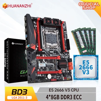 HUANANZHI BD3 LGA-2011-3 Emaplaat Intel XEON E5 2666 V3 koos 8G*4 DDR3 RECC mälu combo kit komplekt NVME USB 3.0 ATX