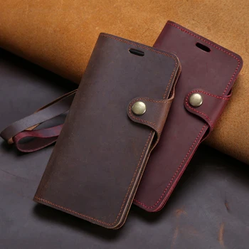 Tõeline Pull-Up Nahk Flip Phone Case For iPhone 14 Pro Max 13 12 Mini XS-XR-X 8 Käsitöö Hull Hobune Pesa Rahakott Kate Rihma