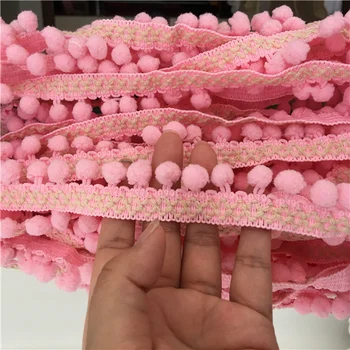 2M Pink Lace Trim Fabric Õmblemine Tarvikud Tutt Pom Pom Teenetemärgi Tutt Palli Erisoodustuse Lindi DIY Materjali Käsitöö Rõivad