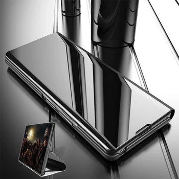 Flip Peegel Case For Samsung Galaxy Z Murra 3 5G Nahast Selge, Läbipaistev Ajal vitriin Tagasi Telefoni Kate Capa Fold3 Fold2
