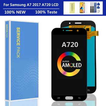 100% OLED/Original LCD Samsung Galaxy A7 2017 A720 A720F SM-A720F LCD Ekraan Puutetundlik Digitizer Assamblee Asendamine