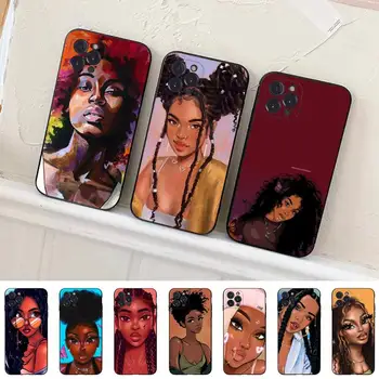 Afro Tüdrukud Kunsti Telefon Case For iPhone 14 11 12 13 Mini Pro Max 8 7 6 6S Pluss X SE 2020 XR, XS Funda Juhul