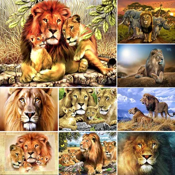 Lõvi perekonna-või ristpistes Komplektid DIY Maastiku trükkimata Puuvill Lõõgastav Tikandid Näputöö Komplekti Seina Riputamise Decor