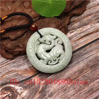 Looduslik Valge Roheline Hiina Jade Dragon Ripats Kaelakee Mood Võlu Ehted kahepoolne Õõnes Nikerdatud Amulett Kingitusi Tema