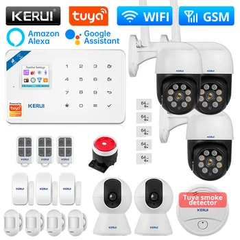 KERUI W181 Tuya Smart Alarm Süsteem WIFI GSM-Alarm Kodu Alexa Liikumisandur Detektor Ukse Andur Usaldusväärsem Sireen Väljas IP Kaamera