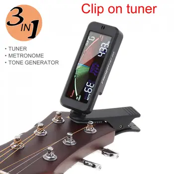 Guitar Tuner 3 IN1 Suur LCD Ekraan Metronoomi Generaator Kromaatilise Kitarri, Bass, Viiul, Ukulele/Electric GuitarTuner Pedaali Clip