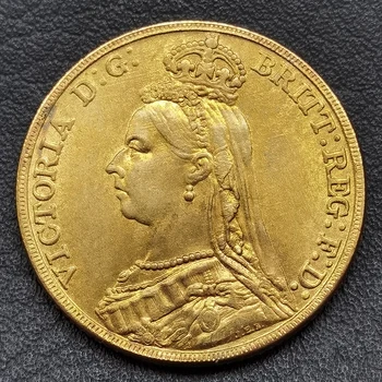 1888 ÜHENDKUNINGRIIGI Rüütel Suveräänne Messing kuldmünt Pinnatud Kuninganna Victoria Mündi