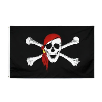 90*150cm jolly roger kolju luu punane müts piraat Lipu