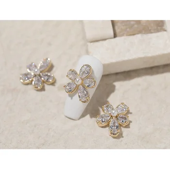 4tk Uus Nail Art Tsirkoon Ehted Lill Küünte Kaunistamiseks Diamond 3D Jaapani Küünte Tarvikud