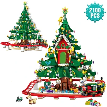 Jõulupuu Põhjapõder Gingerbread House Mudeli Komplekti Ehitusplokid Telliskivi Montessori Mänguasi Lastele Maja Linna Kingitus