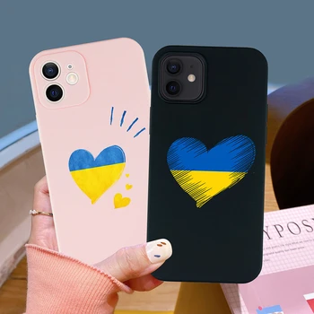 Armastus Südames Ukraina Kaart Lipu Mustriga Pehme Telefoni Case for iPhone 13 12 11 Pro Max SE 2022 Fundas Para Paar Silikoonist Seotud Kaas
