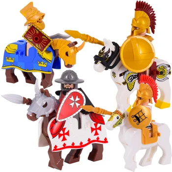 Keskaja Arvandmed keskajal Rooma Sõdalane Kuldne Ratsu Hobune Kull Lossi King Dragon Rüütlid ehitusplokid BricksToys kingitused