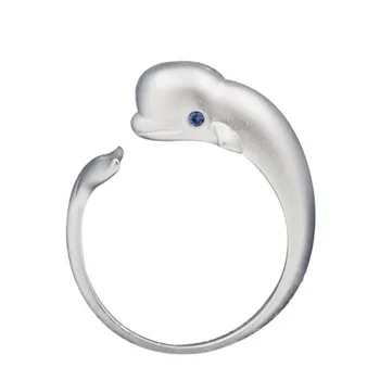 Armas Moe Hõbedane Värv Dolphin Avatud Ring Naiste Loomade Ringi Vabaaja Suveniiride Tarvikud Kingitus