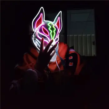 Jaapani Nägu Decor Etapp Baar, Neoon Fox Led Mask Kerge Cosplay Mask Halloween Pool Rave Led Maski Tants DJ Palgapäev Kostüüm Rekvisiidid